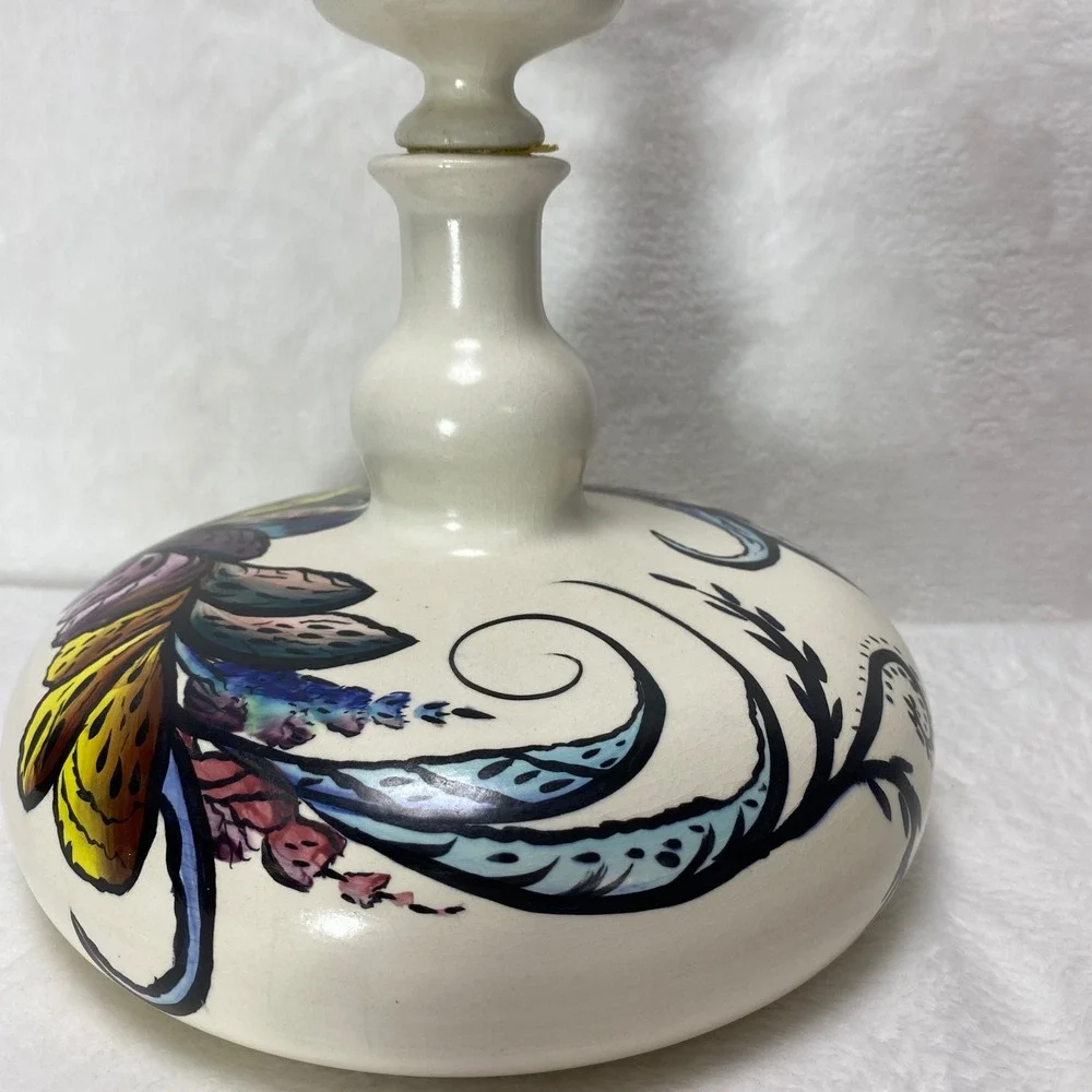 VTG‎ Ceramic Colorful Decanter Decorative Hand Painted Floral Boho Mexico Decor